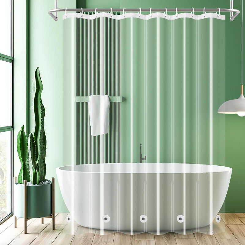 UFRIDAY Clear Shower Curtain , Extra Long Shower Curtain Liner 72x78 Inch ,Bathroom Curtain Waterproof with 5 Magnets Bottom, for Home and Hotel,PEVA - Image 1